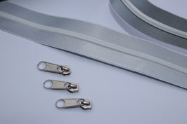 Reißverschluss 3 mm !!! Reflektor reflektierend & 3x Zipper silber (€ 3,00/Set) Endlos-Ware reflektierender Verschluss