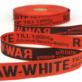 Band "RAW-WHITE till 1,800kg Advanced Security Webbing" 25 mm - rot / schwarz