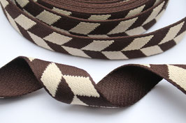Gurtband 38 mm / 40 mm natur dunkelbraun braun Design Taschenband