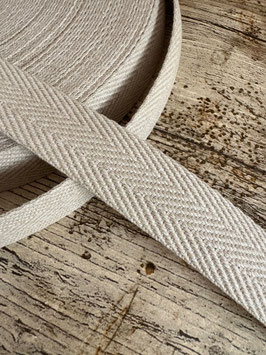Gurtband uni Fischgrät Design Baumwolle 30 mm sand