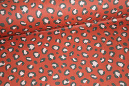 beschichtete Baumwolle Leo Animal terracotta rotbraun rot orange Leopardenmuster Animal-Print Animalprint Poppy Fabrics