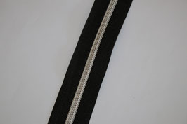 AUSVERKAUFT Reißverschluss 5 mm schwarz / silber Schiene - OHNE Zipper