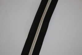 AUSVERKAUFT Reißverschluss 5 mm schwarz / silber Schiene - OHNE Zipper