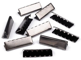 10x Endstück 40 mm schwarz-silber 10 Stück = LETZTEN  (€ 0,30/St.) Gurtband Klemme Gurtbandende Metall-Endstück