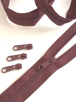 Reißverschluss 5 mm weinrot / bordeaux - 1 Meter + 4 St. Zipper (€ 1,60/Set)
