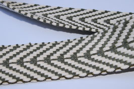 Gurtband Baumwolle Fischgrät oliv ... khaki &  natur 40 mm Chevron recycelte Baumwolle