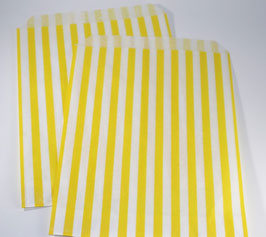 Papier-Tüten Streifen GELB gestreift 21,7x17 cm weiß -AB 10 Stück- Tüten aus Papier Tütchen f. Geschenke