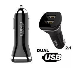 CARGADOR DE AUTO DUAL USB 2.1A LDNIO PARA ANDROID / IPHONE