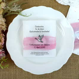 Licht-Botschaft mit Verpackung zur Kommunion/Konfirmation - Design Taube/Aquarellband
