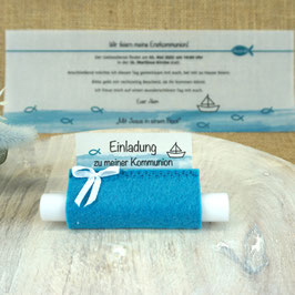 Einladungskarte zur Kommunion/Konfirmation, Design: Mit Jesus in einem Boot