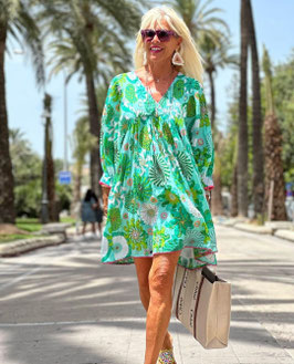 Kleid "Green Flower Power" kurz