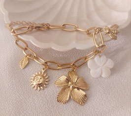 Bracelet fleur nacrée blanche
