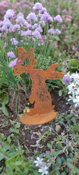 Metallaufsteller **Hase-Schmetterling** rostend