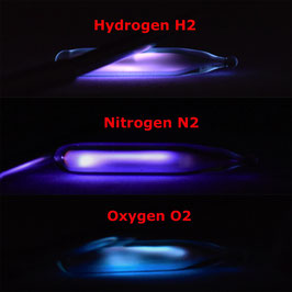 H2, N2, O2 Gas set ampolle rarefatte in fiale etichettate