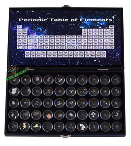Elegante valigetta con 50 elementi della tavola periodica purezza minima 99,9%