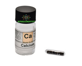 Calcio metallico, pellets, 0.2g lucenti, sigillato in argon e fiala 99.9%