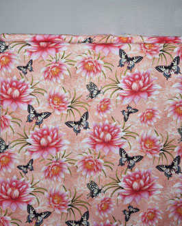 Patchworkstoff Seerosen Schmetterlinge