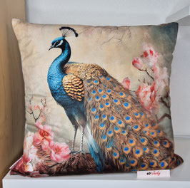 Samt Kissenhülle Pfau