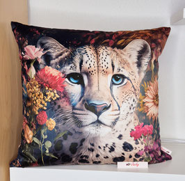 Samt Kissenhülle Gepard blaue Augen