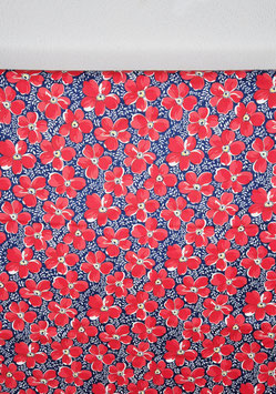 Patchworkstoff Blume Blätterranke rot blau