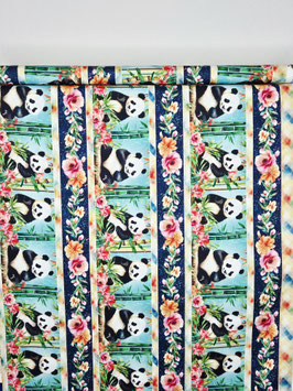 Patchwork Stoff Panda Bär Blumen