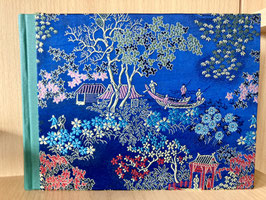 Fotoalbum "Ferne Welten", klein, Stoffauflage blau mit Motiv, klein