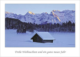 Weihnachtskarte "Hütte vor dem Karwendel"