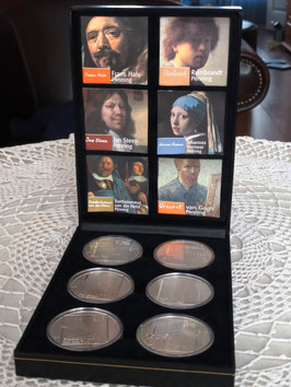 Rare 6 Dutch master painters on Sterling silver tokens