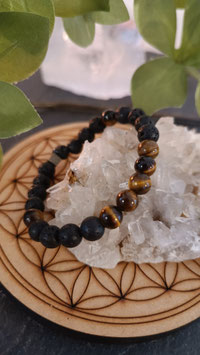 Bracelet Œil de tigre et pierre de lave