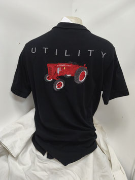 Polo noir brodé utility