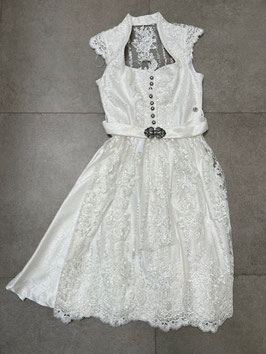 Hochzeitsdirndl Marjo offwhite Gr. 36, Spitzenrücken und Spitzenschürze mit Schließe, UVP 320€