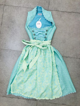 wunderschönes Dirndl mit leichtem Stehkragen in türkis/blau der Marke MELEGA in Größe 38. UVP 340 EUR, Rocklänge 75 cm