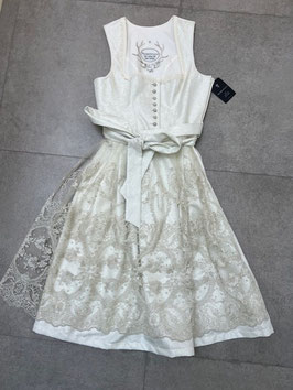 Hochzeitsdirndl mit Glitzermieder und Spitzenschürze in Gr 40 von Tramontana in creme, Rocklänge 70 cm, UVP 430 EUR