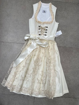 Hochzeitsdirndl von Bergweiss mit Glitzermieder in Gr. 32, Farbton ecru, Rocklänge 70 cm, UVP 230€
