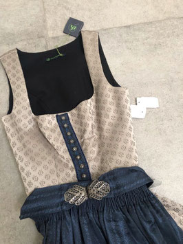 Dirndl von Gottseidank Gr. 32 sand/dunkelblau mit Schließe, UVP 500 EUR