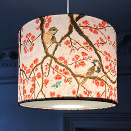 Sparrows on Japonica Lampshade