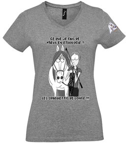 T-shirt col en "V" - Spaghettis