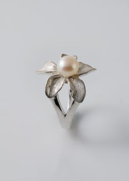 Silber Perl Ring "Flower" - 925 Sterlingsilber