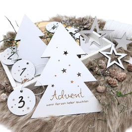 Adventskranz Deko Set aus Holz mit Bäumchen