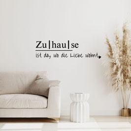 Schriftzug "Zuhause ist wo die Liebe wohnt"