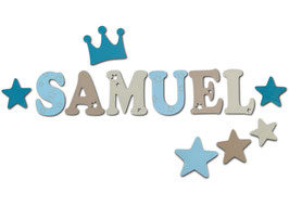 Holzbuchstaben 7cm Farbmuster "SAMUEL"