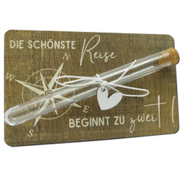 Geldgeschenk im Reagenzglas "Schönste Reise"