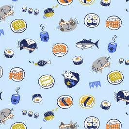 BW Cats & Sushi blau