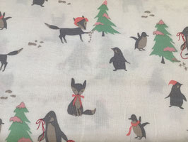 Patchwork Baumwolle Fuchs und Pinguin Winter