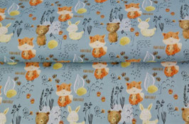 BW Fuchs/ Bär/ Hase auf hellblau