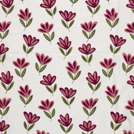 Jersey Blumen pink/grün
