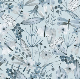 Viskose Blumen blau