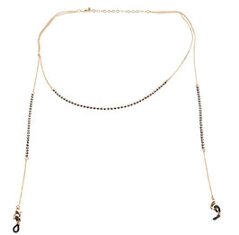Brillen-& Maskenkette Gold mit schwarzen Perlenbeads