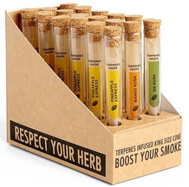 Real Leaf Cones (terpenes infused Mix 1.0) in Glastube (Box 18 Stk.)