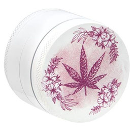 Grinder / Pollinator Aluminium: Pink Flower Power - Weiss - 4tlg. 50mm